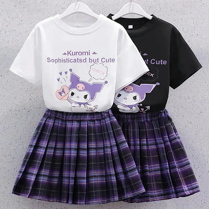 Kuromi Short-Sleeved Shirt and Pleated Skirt Set - Bottoms - Clothing - 1 - 2024