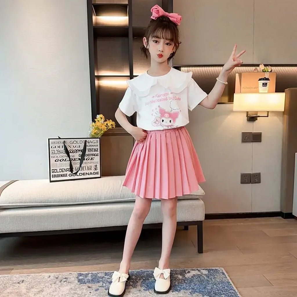 Kuromi Short-Sleeved Shirt and Pleated Skirt Set - Bottoms - 10