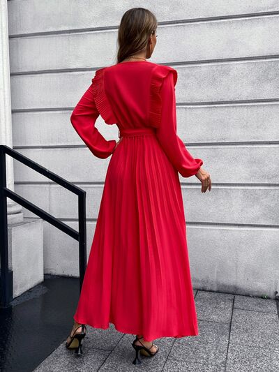 Pleated Surplice Tie Waist Maxi Dress - All Dresses - Dresses - 15 - 2024