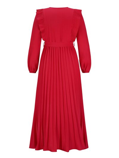 Pleated Surplice Tie Waist Maxi Dress - All Dresses - Dresses - 18 - 2024