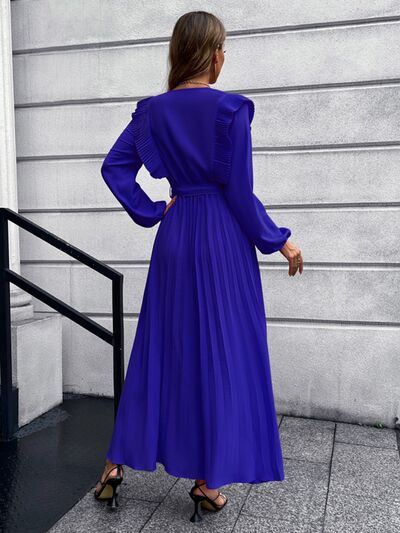 Pleated Surplice Tie Waist Maxi Dress - All Dresses - Dresses - 21 - 2024