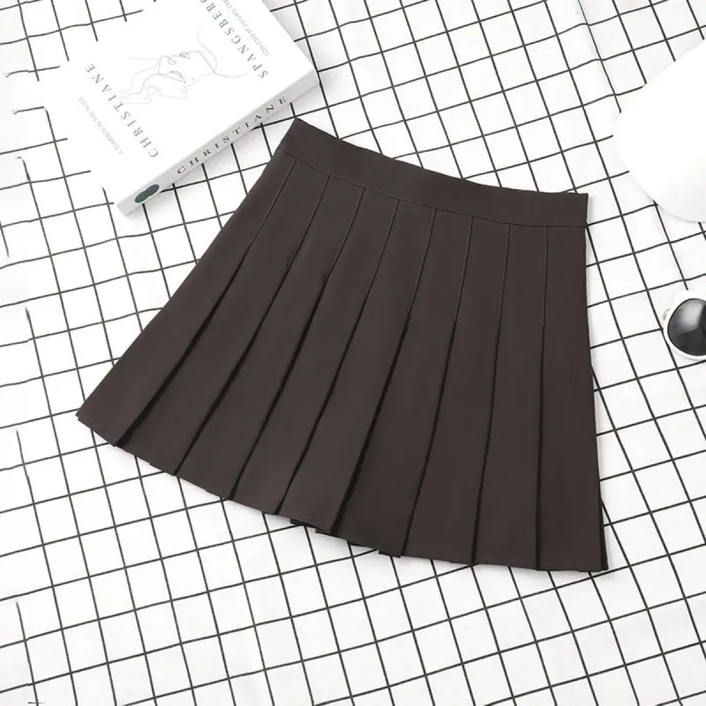 Harajuku Kawaii Fashion Korean Style Y2K Aesthetic Neutral Colors Pleated Tennis Skirt - Bottoms - 12