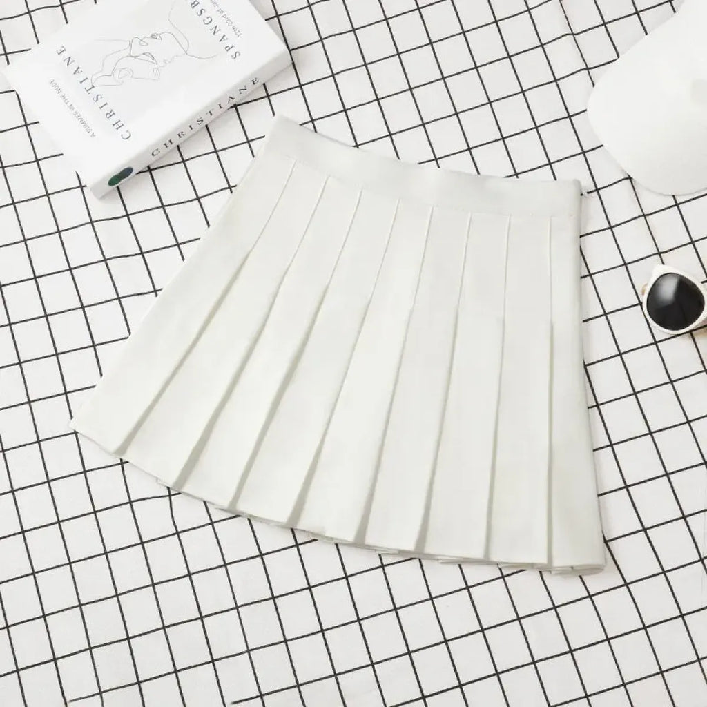 Harajuku Kawaii Fashion Korean Style Y2K Aesthetic Neutral Colors Pleated Tennis Skirt - Bottoms - 8