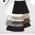 Harajuku Kawaii Fashion Korean Style Y2K Aesthetic Neutral Colors Pleated Tennis Skirt - Bottoms - 3