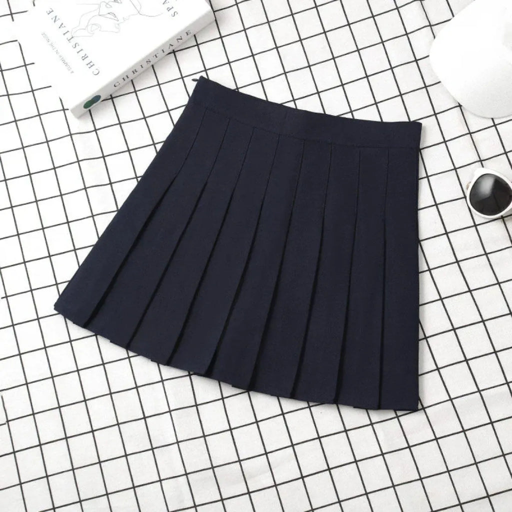 Harajuku Kawaii Fashion Korean Style Y2K Aesthetic Neutral Colors Pleated Tennis Skirt - Bottoms - 13