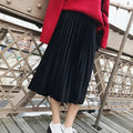Elastic Waist Pleated Velvet Skirt - Bottoms - 12