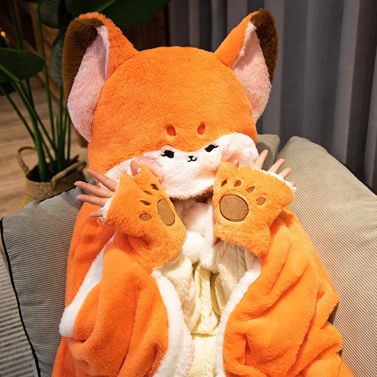 Kawaii Fox Plush Blanket Robe - All Products - Clothing Accessories - 2 - 2024