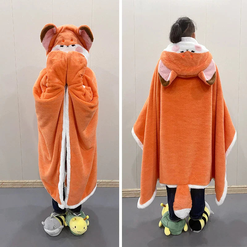 Kawaii Fox Plush Blanket Robe - All Products - Clothing Accessories - 3 - 2024