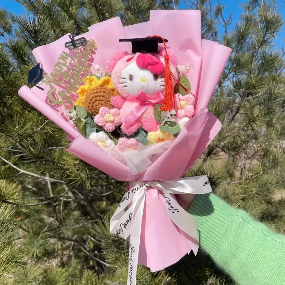 Kawaii Graduation Plush Bouquet – Cartoon Bear & Sunflower Gift Set - Plushies - Plushie - 4
