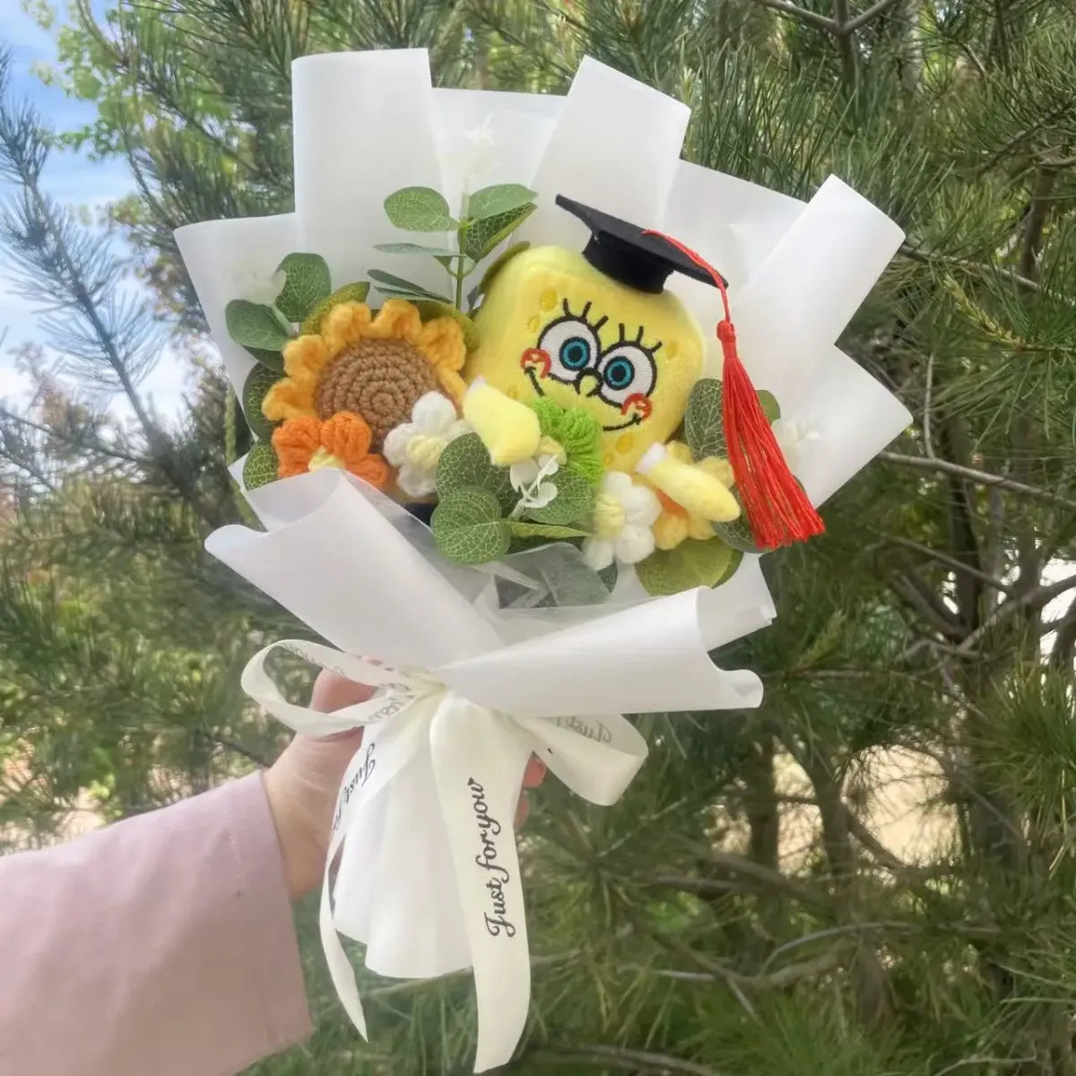 Kawaii Graduation Plush Bouquet – Cartoon Bear & Sunflower Gift Set - Plushies - Plushie - 17