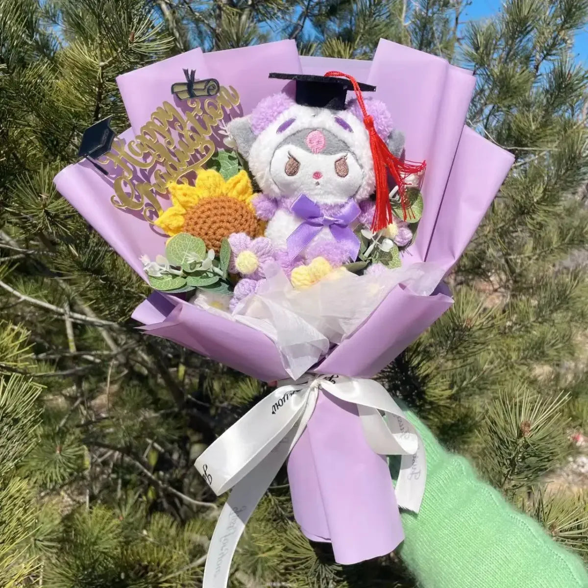 Kawaii Graduation Plush Bouquet – Cartoon Bear & Sunflower Gift Set - Plushies - Plushie - 8