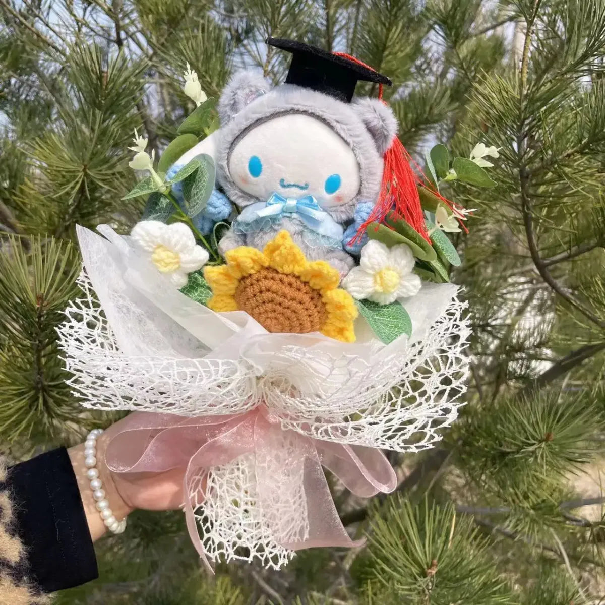 Kawaii Graduation Plush Bouquet – Cartoon Bear & Sunflower Gift Set - Plushies - Plushie - 7