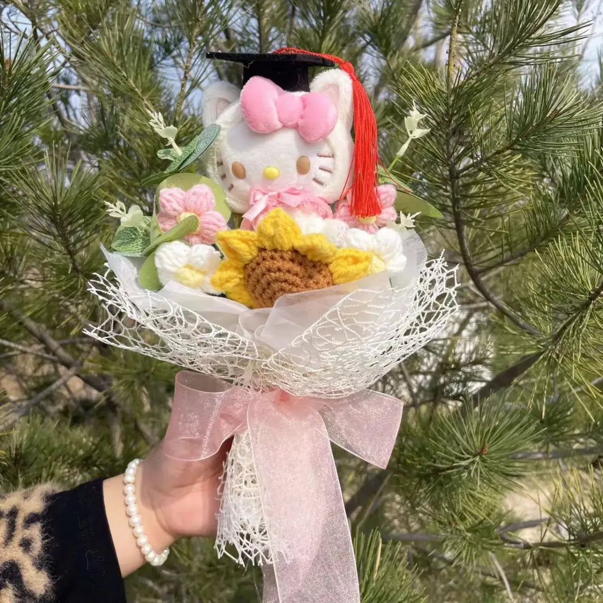 Kawaii Graduation Plush Bouquet – Cartoon Bear & Sunflower Gift Set - Plushies - Plushie - 15