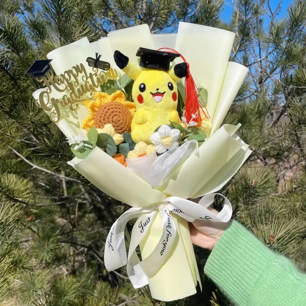 Kawaii Graduation Plush Bouquet – Cartoon Bear & Sunflower Gift Set - Plushies - Plushie - 10