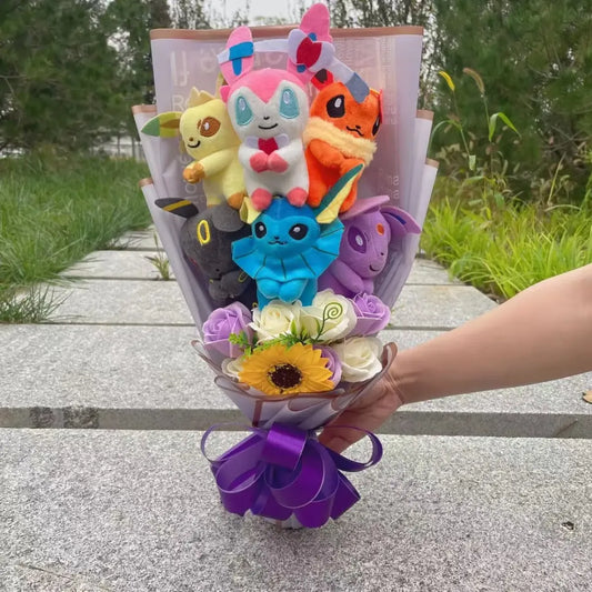 Kawaii Pokemon Plush Bouquet – Handmade Anime Gift for Kids - Anime - Plushie - 6