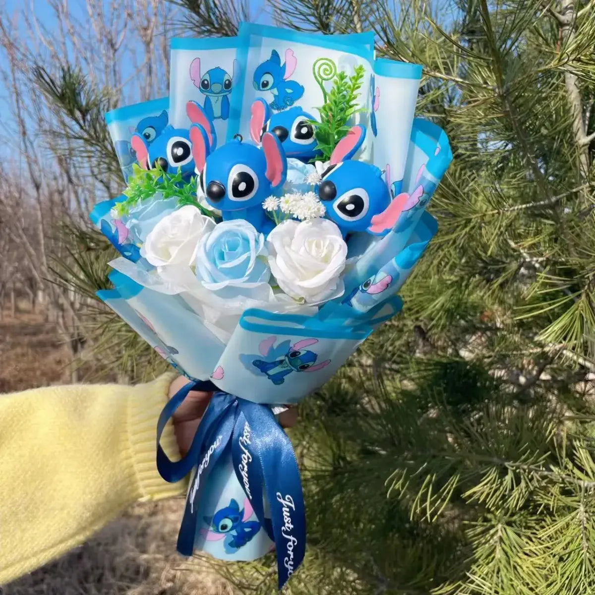 Kawaii Stitch Plush Bouquet – Blue Cartoon Action Figure Gift Set - Plushies - Plushie - 3