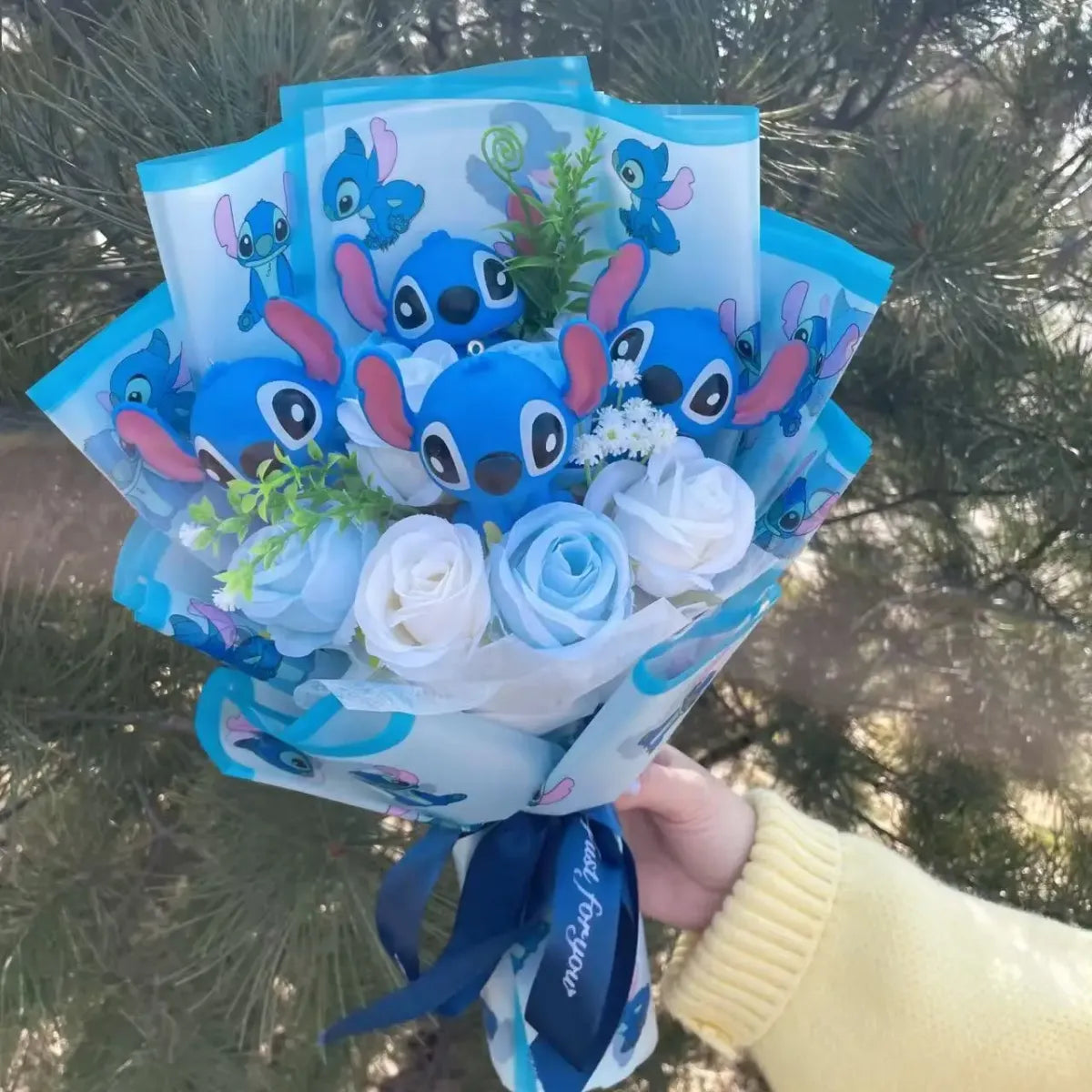 Kawaii Stitch Plush Bouquet – Blue Cartoon Action Figure Gift Set - Plushies - Plushie - 5