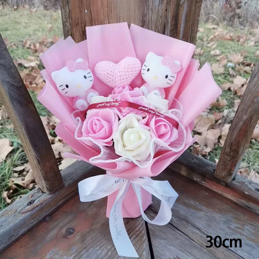 Anime Hello Kitty Anime Peripheral Styles BouquetArtificial Rose Flowers Wedding Christmas Valentine’s Day Gift