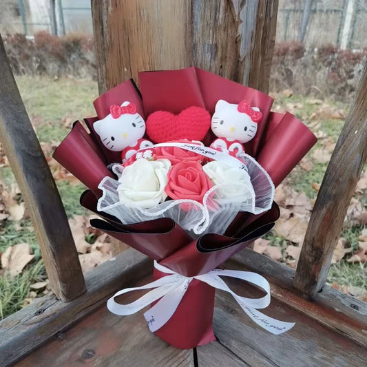 Anime Hello Kitty Anime Peripheral Styles BouquetArtificial Rose Flowers Wedding Christmas Valentine’s Day Gift