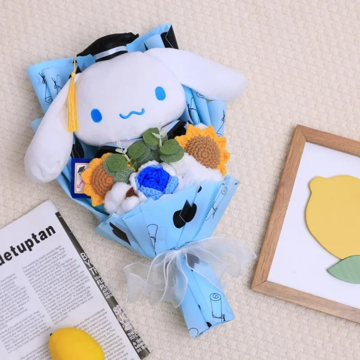 Kawaii Hello Kitty Graduation Plush Bouquet – Crochet Flowers Valentine Gift - Plushies - Plushie - 6