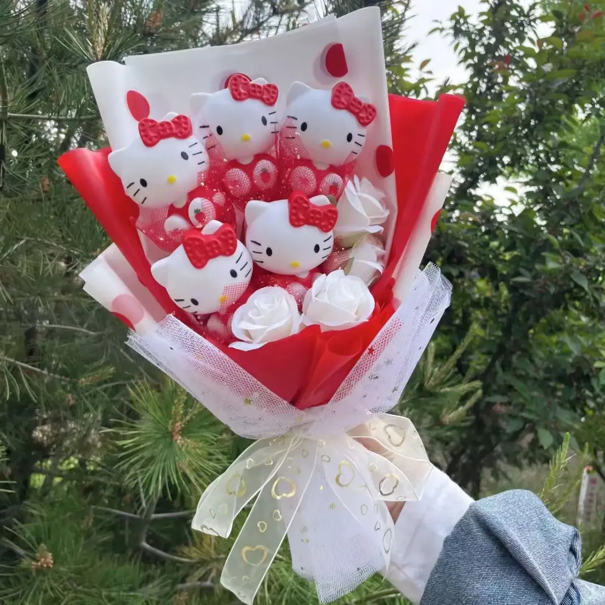 Kawaii Hello Kitty Plush Bouquet – Pink Red & Purple Valentine’s Gift - Harajuku Style - Plushie - 5