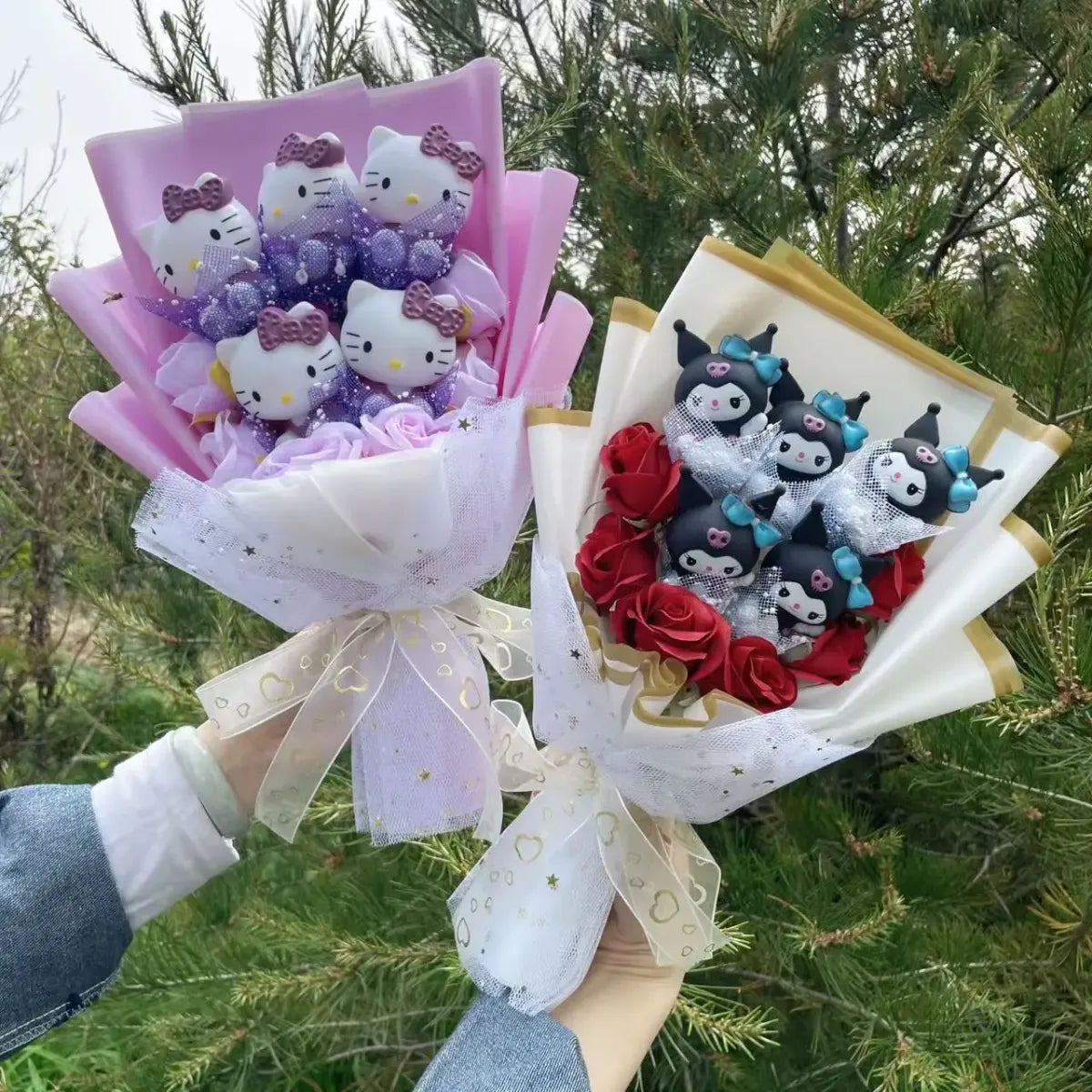 Kawaii Hello Kitty Plush Bouquet – Pink Red & Purple Valentine’s Gift - Harajuku Style - Plushie - 2