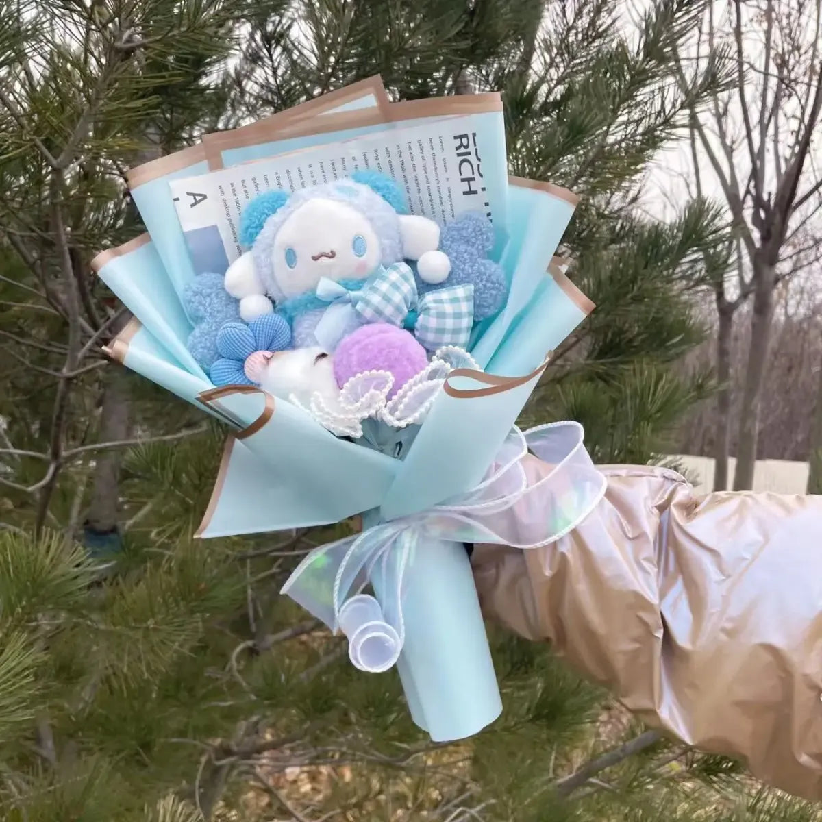 Kawaii My Melody & Hello Kitty Plush Bouquet – Sanrio Gift Flowers - Plushies - Plushie - 5