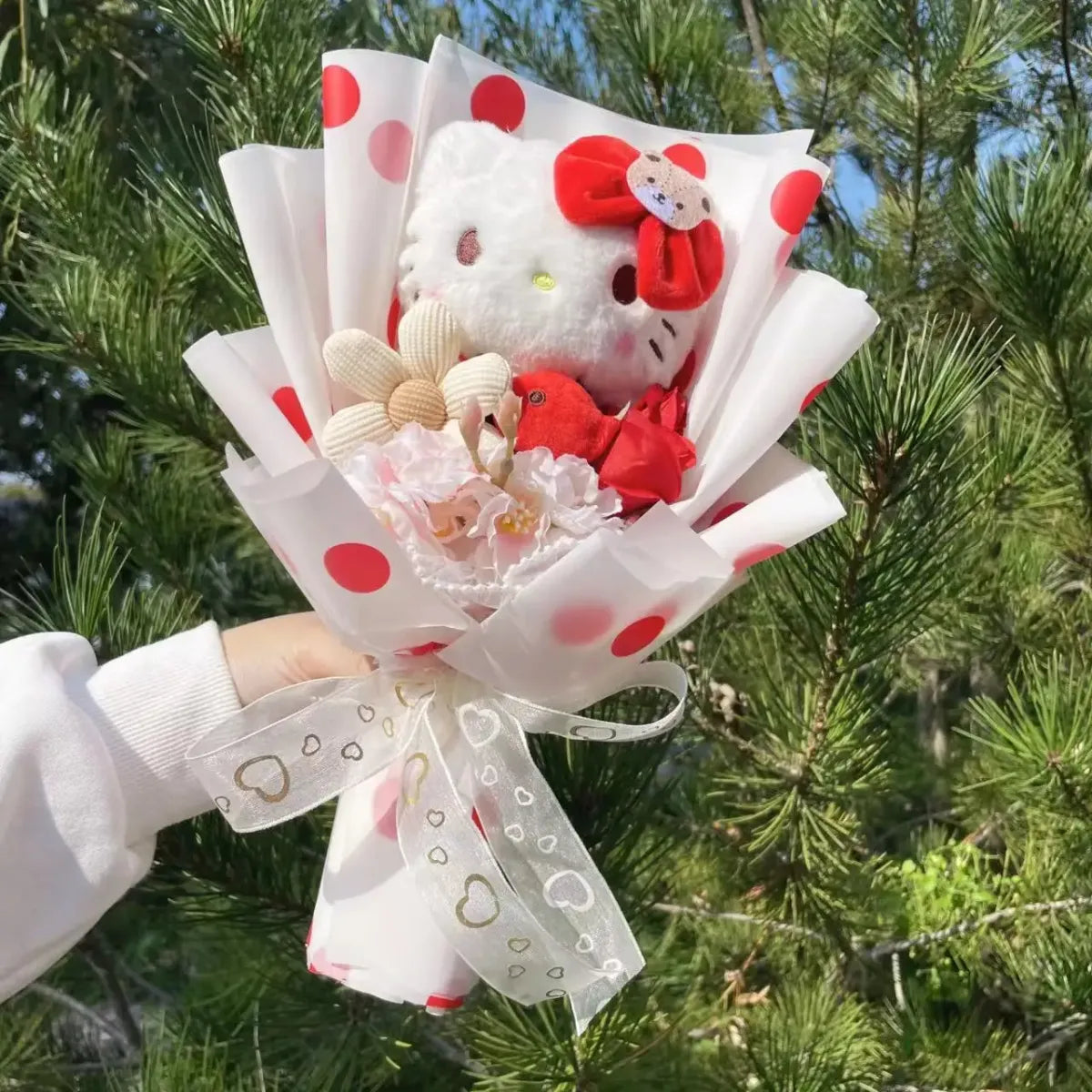 Kawaii My Melody & Hello Kitty Plush Bouquet – Sanrio Gift Flowers - Plushies - Plushie - 13