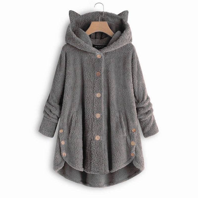 Women’s Plush Kawaii Coat - Gray / XL - Women’s Clothing & Accessories - Shirts & Tops - 10 - 2024