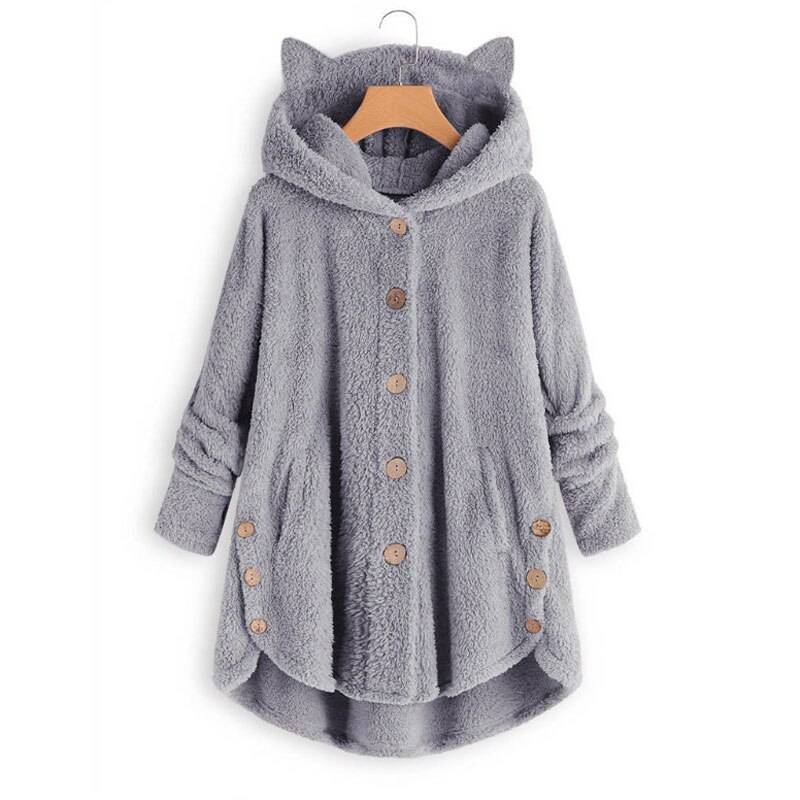 Women’s Plush Kawaii Coat - Light Gray / XL - Women’s Clothing & Accessories - Shirts & Tops - 14 - 2024