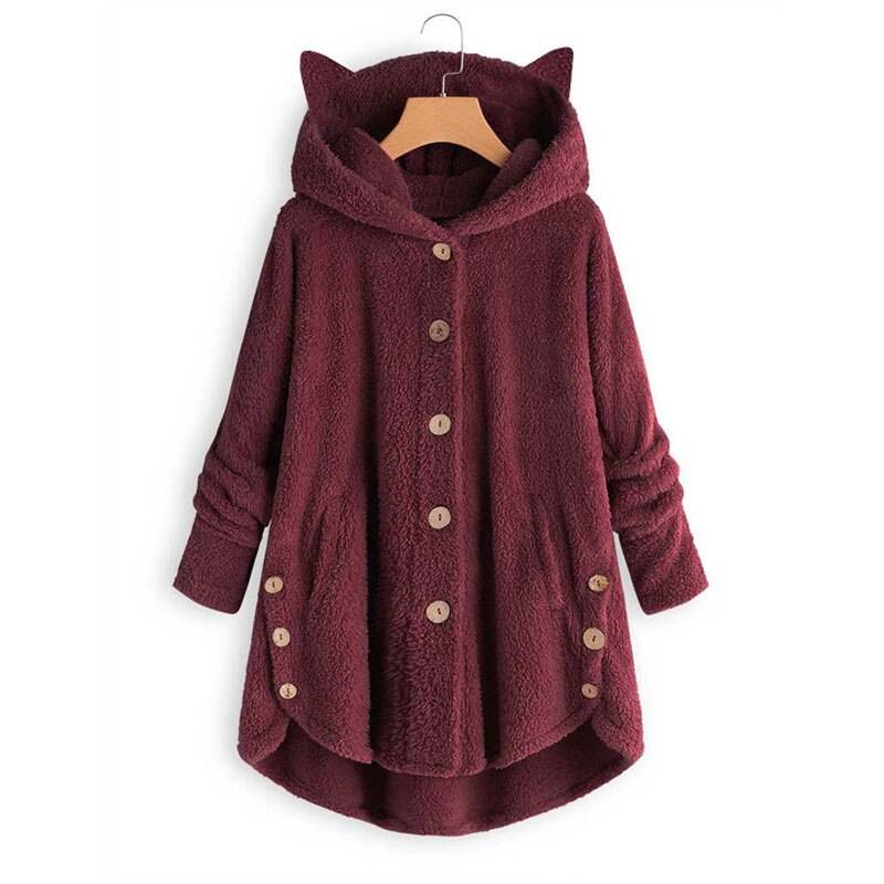 Women’s Plush Kawaii Coat - Wine / XL - Women’s Clothing & Accessories - Shirts & Tops - 17 - 2024