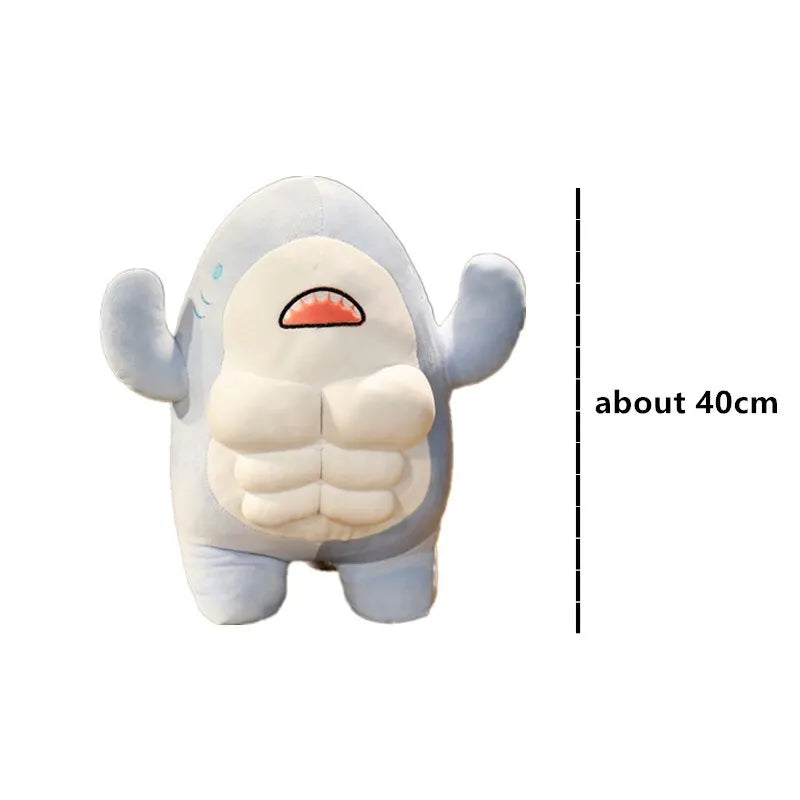40CM Muscle Shark Plush Doll - Cartoon Strong Shark Stuffed Toy - Plushies - Stuffed Animals - 6 - 2024