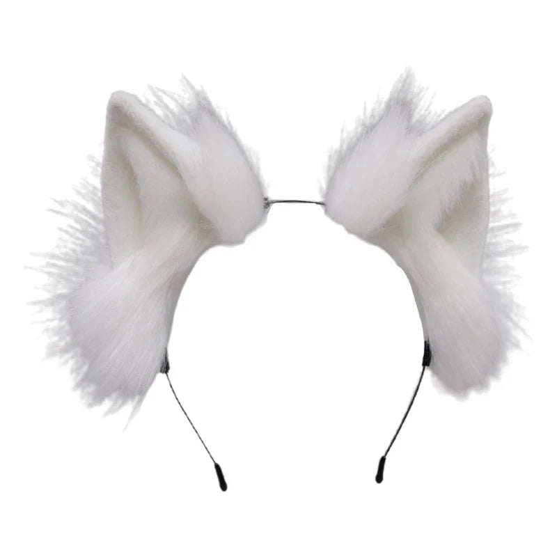 Handmade Cat Faux Fur Ears Headband - Fluffy Plush Animal Hair Hoop - White - Plushies - Hair Accessories - 20 - 2024