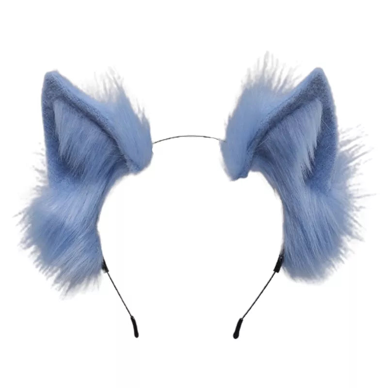 Handmade Cat Faux Fur Ears Headband - Fluffy Plush Animal Hair Hoop - Blue - Plushies - Hair Accessories - 17 - 2024
