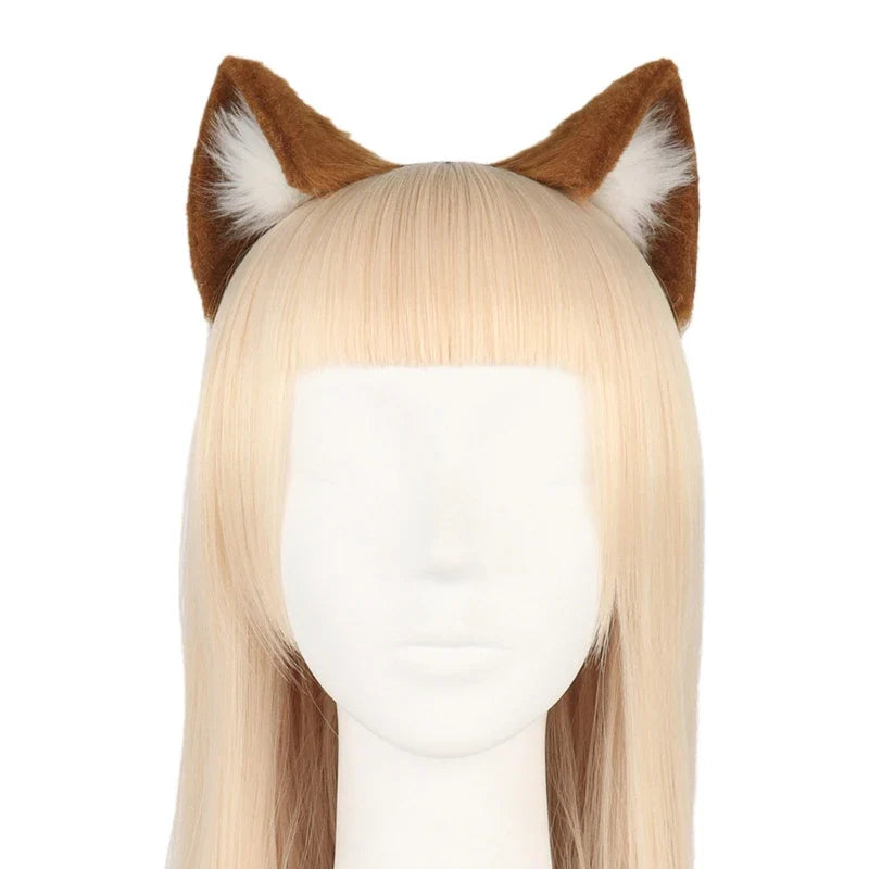 Handmade Cat Faux Fur Ears Headband - Fluffy Plush Animal Hair Hoop - R - Plushies - Hair Accessories - 32 - 2024