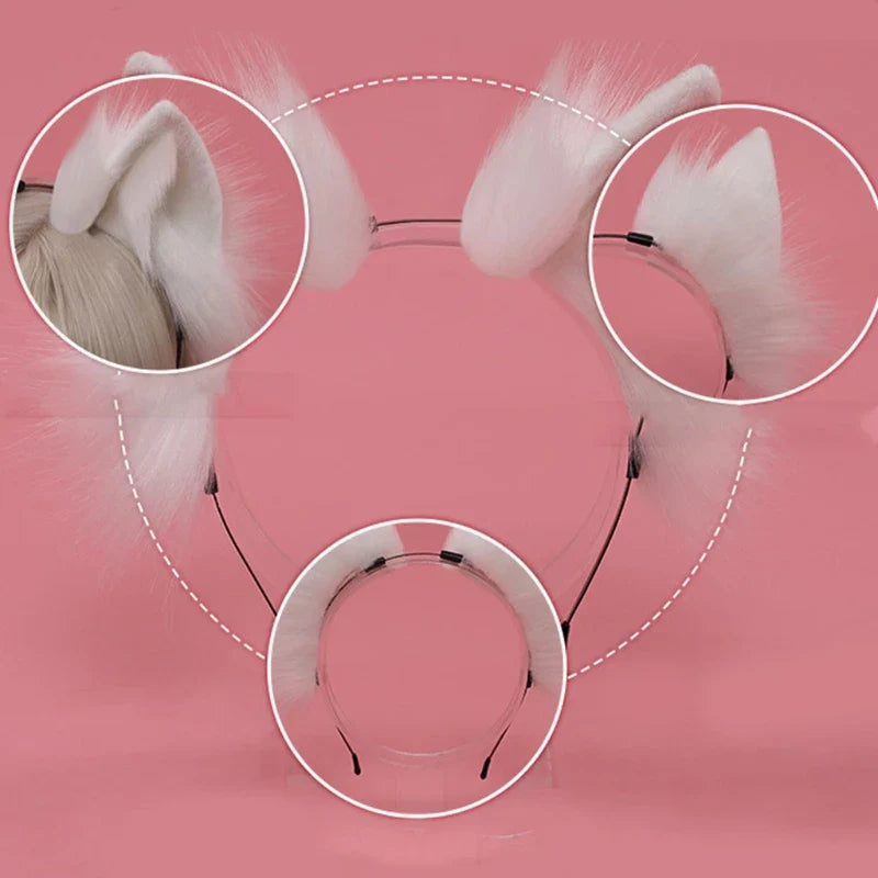 Handmade Cat Faux Fur Ears Headband - Fluffy Plush Animal Hair Hoop - Plushies - Hair Accessories - 4 - 2024