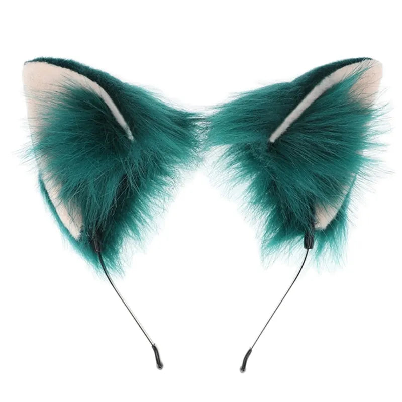 Handmade Cat Faux Fur Ears Headband - Fluffy Plush Animal Hair Hoop - K - Plushies - Hair Accessories - 14 - 2024