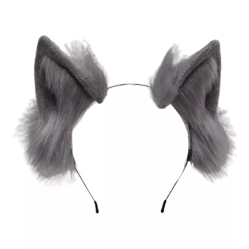 Handmade Cat Faux Fur Ears Headband - Fluffy Plush Animal Hair Hoop - Gray - Plushies - Hair Accessories - 16 - 2024