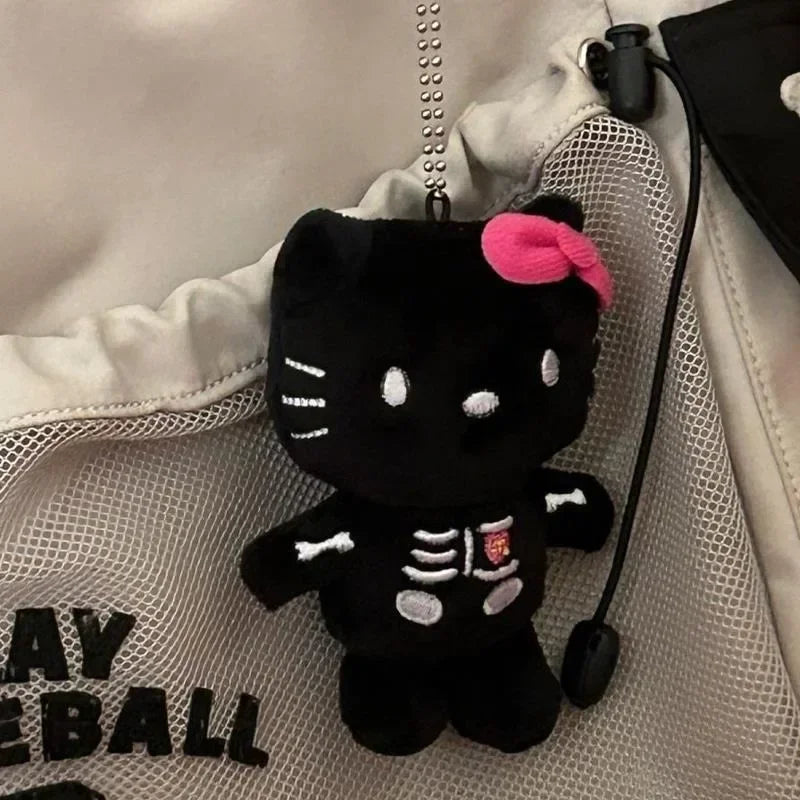 Hello Kitty Kawaii Halloween Skull Plush Keychain - Black - Plushies - Stuffed Animals - 1 - 2024