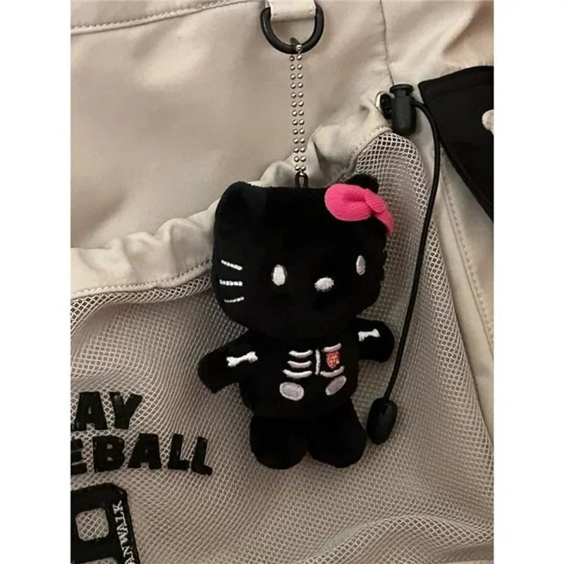 Hello Kitty Kawaii Halloween Skull Plush Keychain - Black - Plushies - Stuffed Animals - 6 - 2024