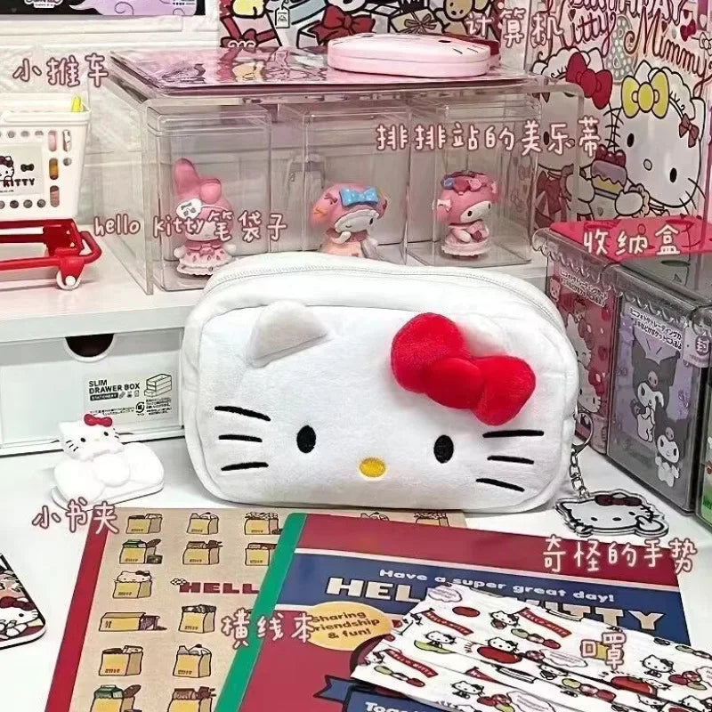 Hello Kitty Plush Storage Bag: Adorable Sanrio Makeup & Stationery Organizer - Hello Kitty - Plushies - Luggage & Bags