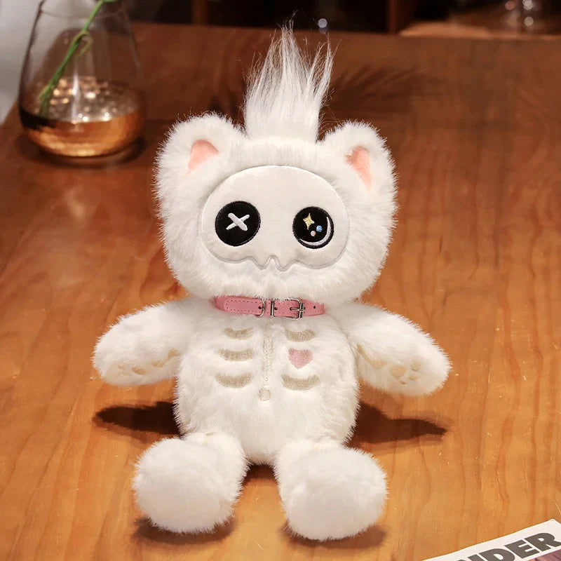 Kawaii Devil Skeleton Cat Plush - Cute Gothic Plushie - White / 39cm - Plushies - Stuffed Animals - 8 - 2024