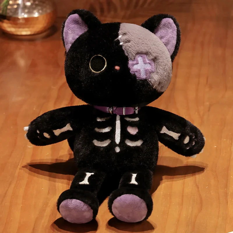 Kawaii Devil Skeleton Cat Plush - Cute Gothic Plushie - Black / 39cm - Plushies - Stuffed Animals - 7 - 2024