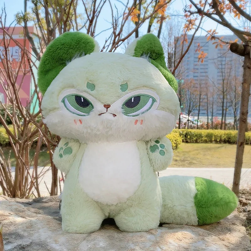 Kawaii Emotion Wolf Plush Toy - Cute Stuffed Wolf Doll - green 35cm doll - Plushies - Stuffed Animals - 3 - 2024