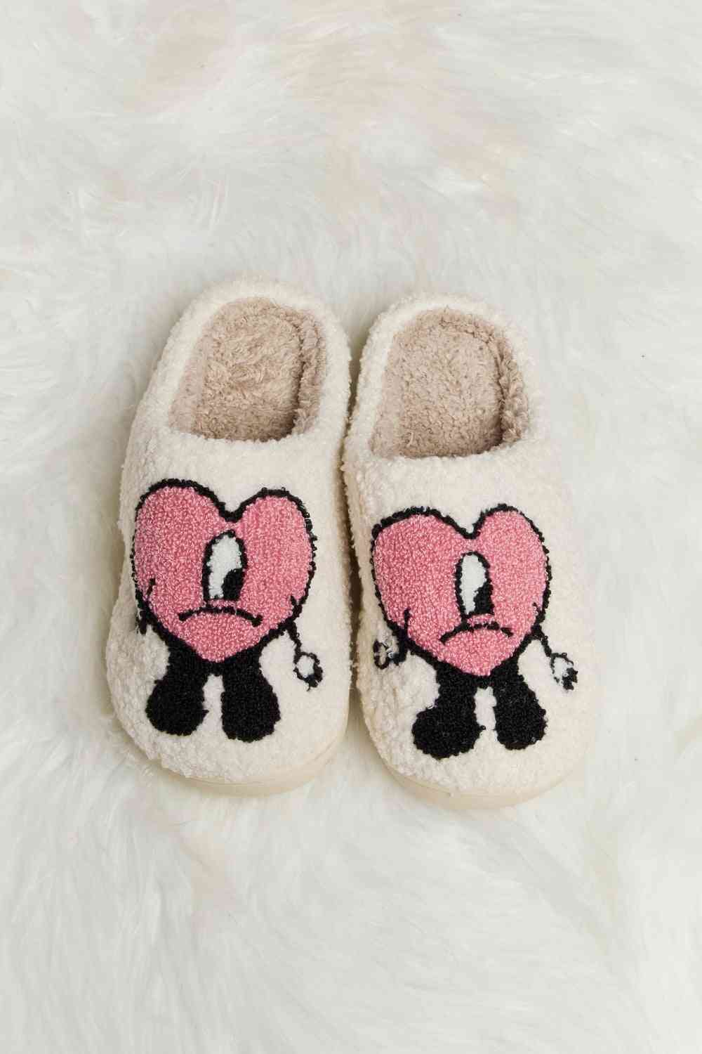 Love Heart Print Plush Slippers - Plushies - Shoes - 4 - 2024