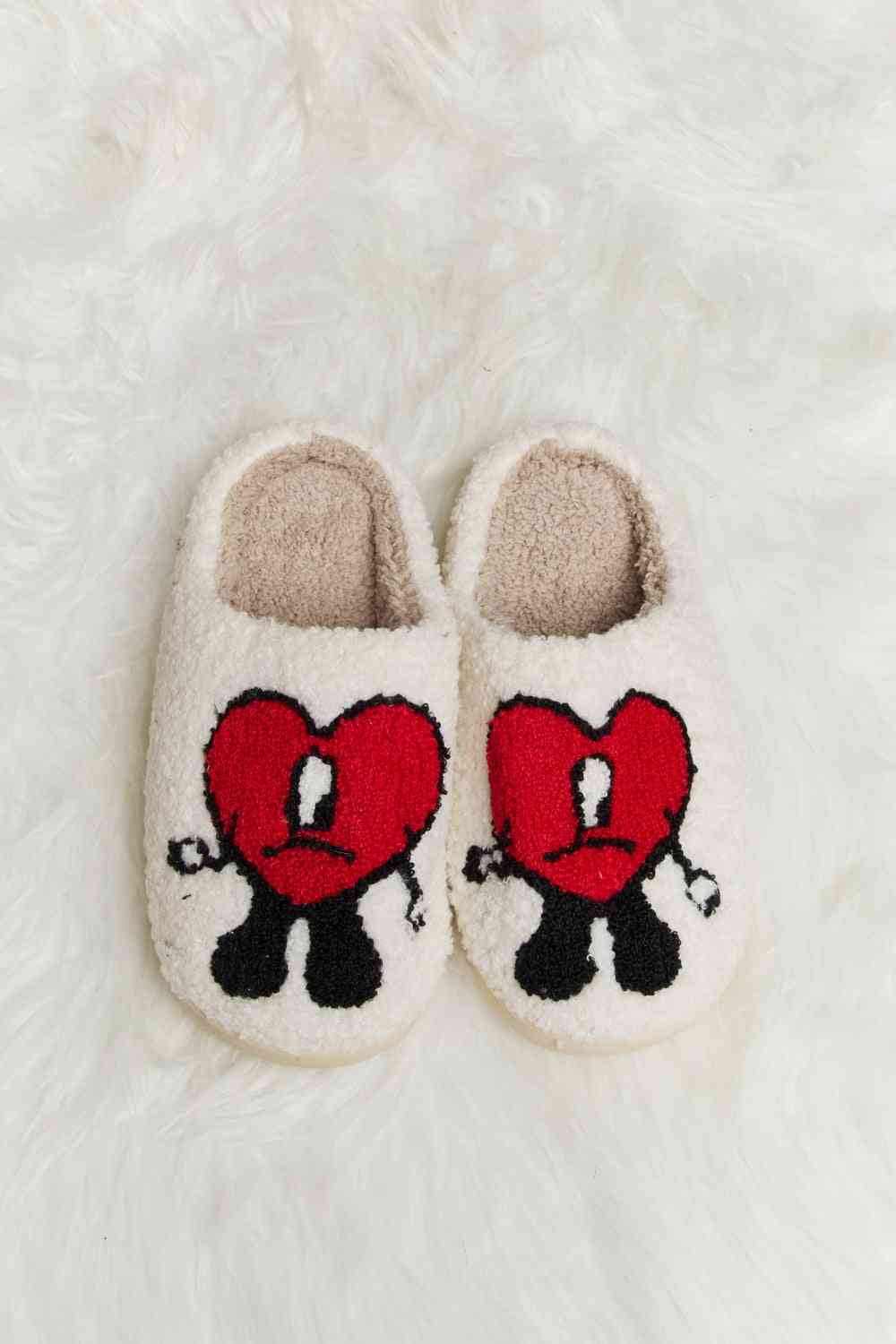 Love Heart Print Plush Slippers - Plushies - Shoes - 9 - 2024