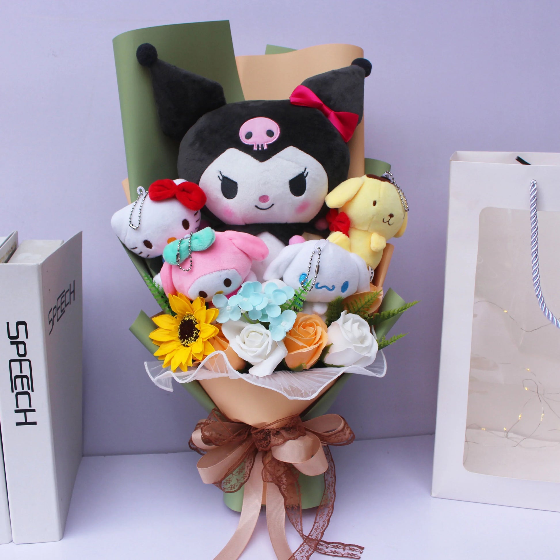 Plush Bouquet - My Melody Kuromi Cinnamoroll KT Cat - Light Green / no box - Plushies - Toys - 5 - 2024