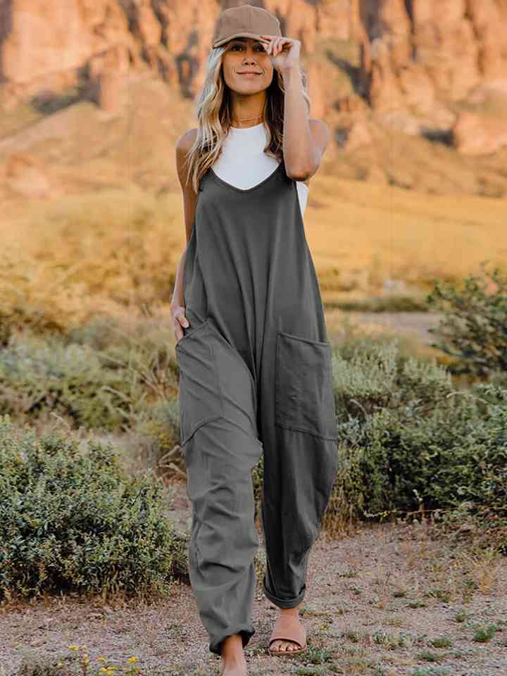 Sleeveless V-Neck Pocketed Jumpsuit - Women’s Clothing & Accessories - Jumpsuits & Rompers - 3 - 2024