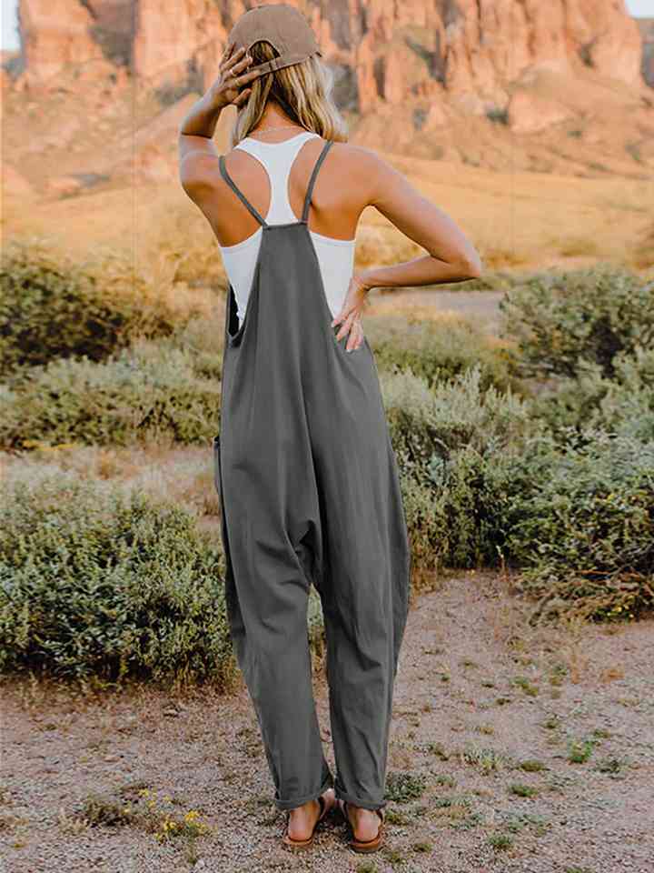 Sleeveless V-Neck Pocketed Jumpsuit - Women’s Clothing & Accessories - Jumpsuits & Rompers - 5 - 2024