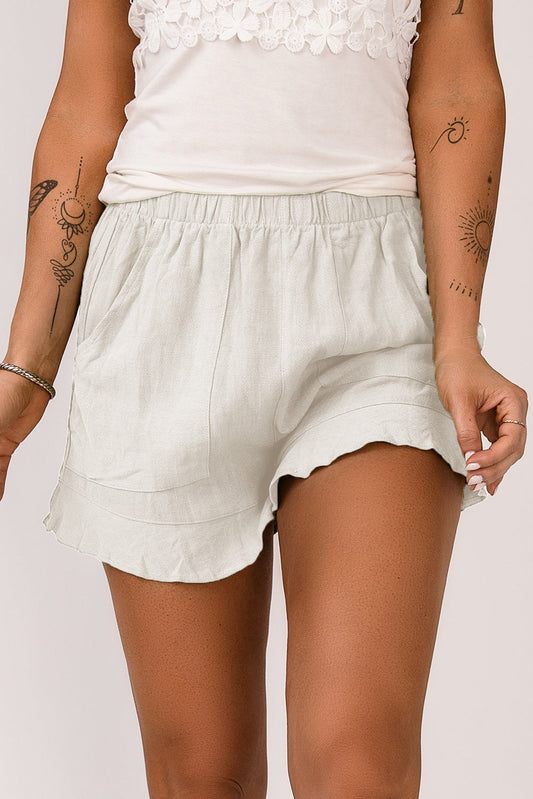 Elastic Waist Pocketed Shorts - White / S - Women’s Clothing & Accessories - Shorts - 3 - 2024